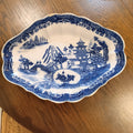 Antique Spode Buddleia Blue and White Pearlware Oval Bowl, c.1800