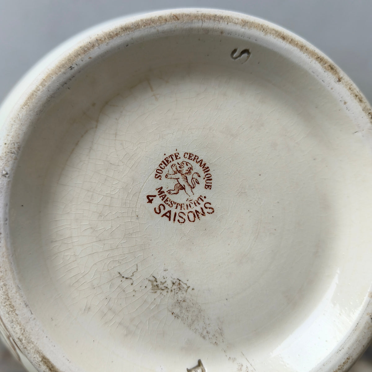 Antique Dutch Transferware Pitcher – Société Céramique Maestricht '4 Saisons' Pattern, c.1880s