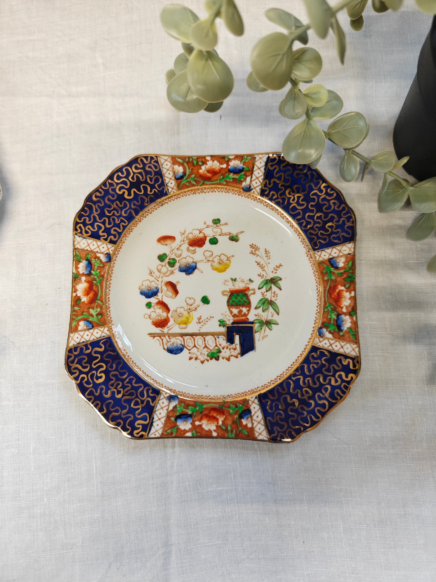 Antique 1920 T. Hughes & Son Ltd Juan Pattern Imari Style Plates