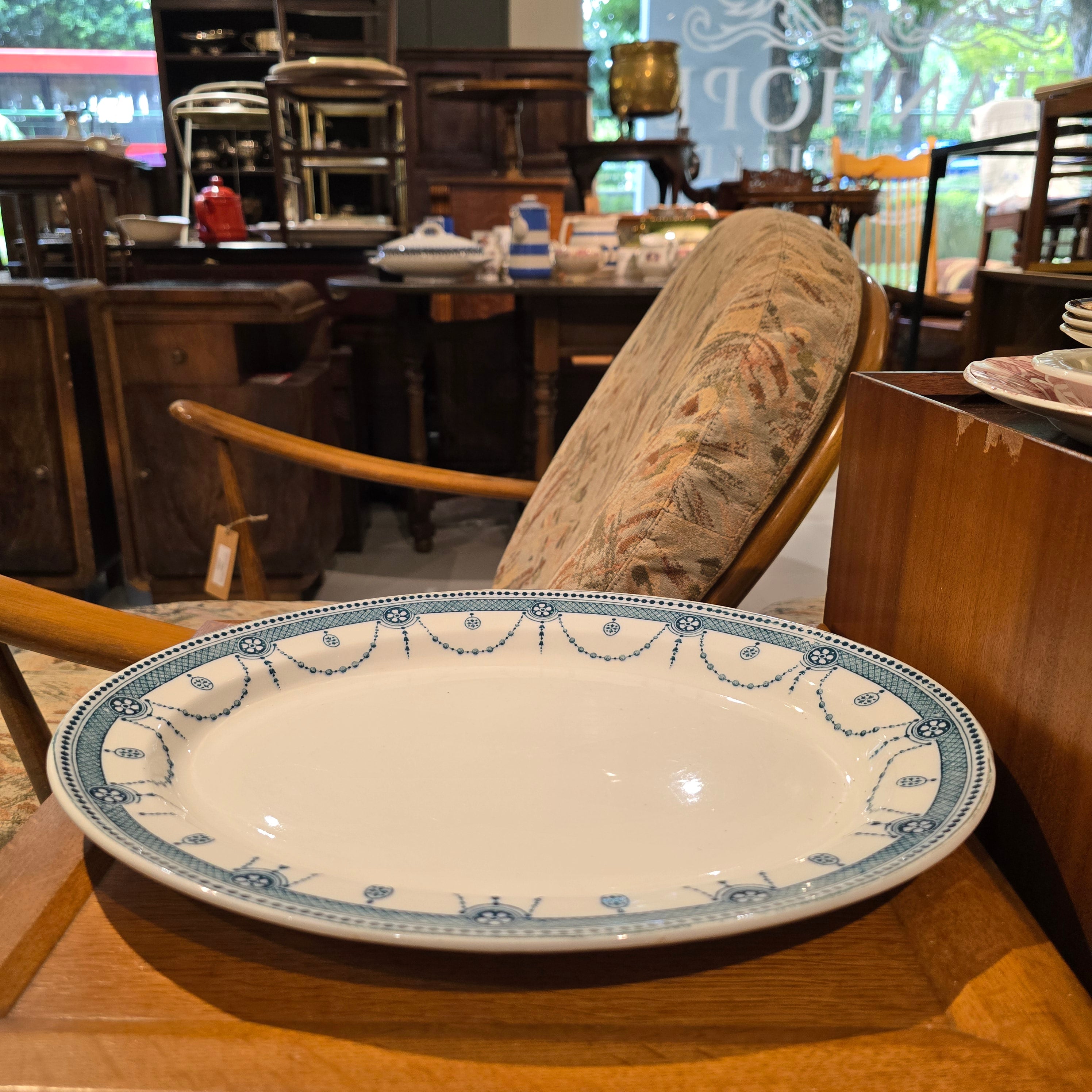 Venice Royal Semi Porcelain Wood & Son Oval Shape Serving Bowl 36cm