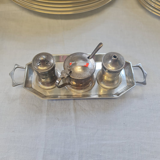 Early 20th century silver plated conditment set