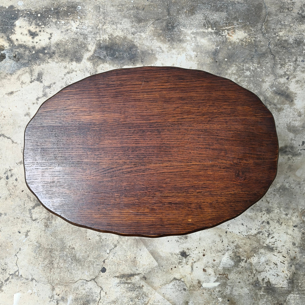 Antique Georgian Dark Oak Side Table with Barley-Twist Supports