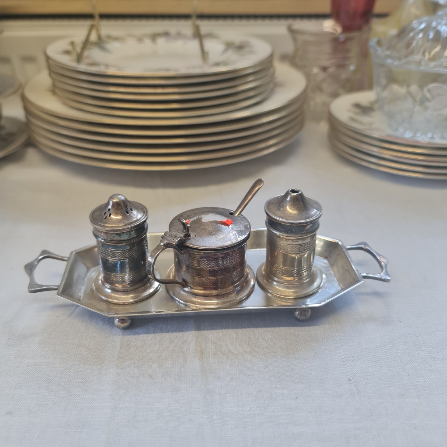 Early 20th century silver plated conditment set