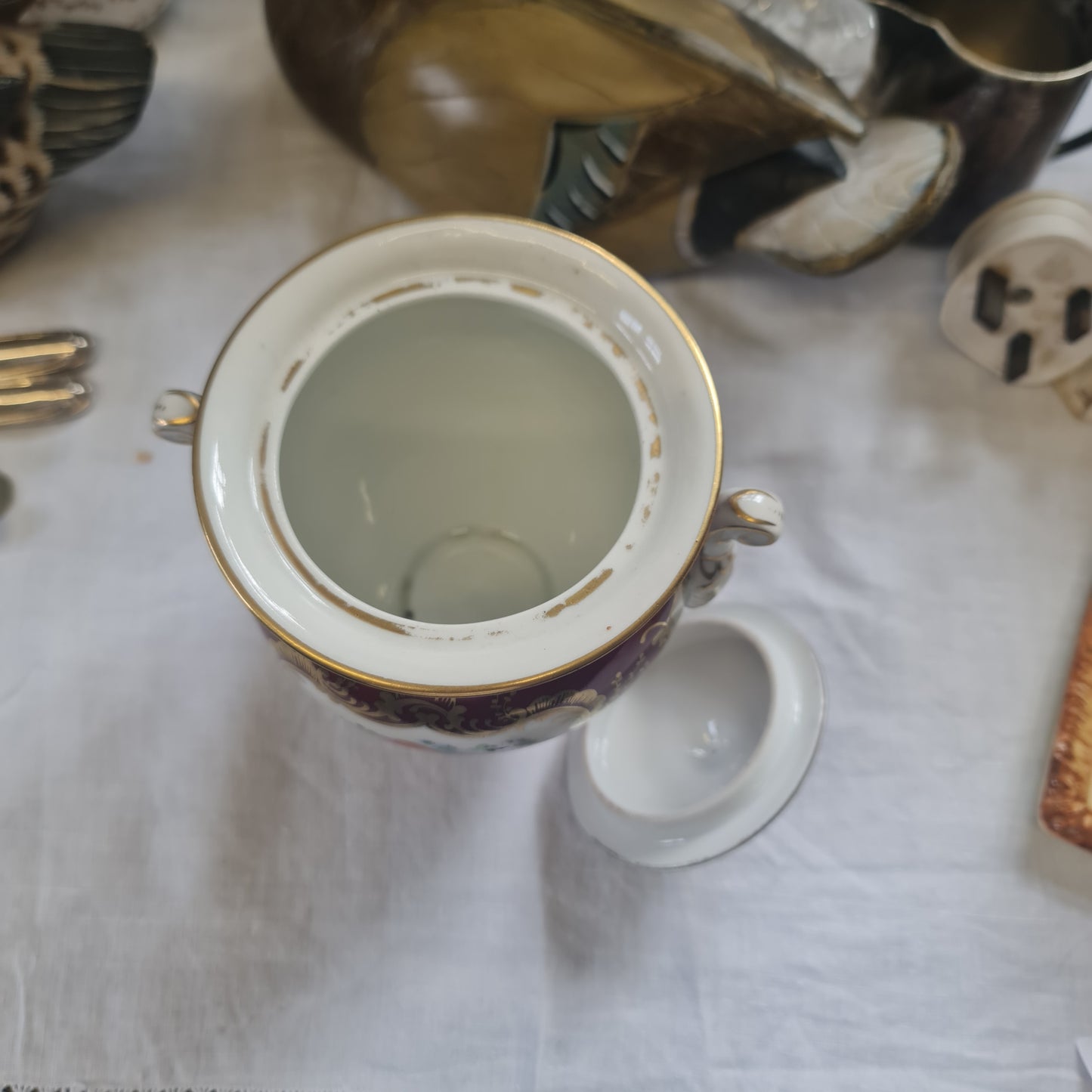 Rare Germany DRESDEN hand painted canister with lid