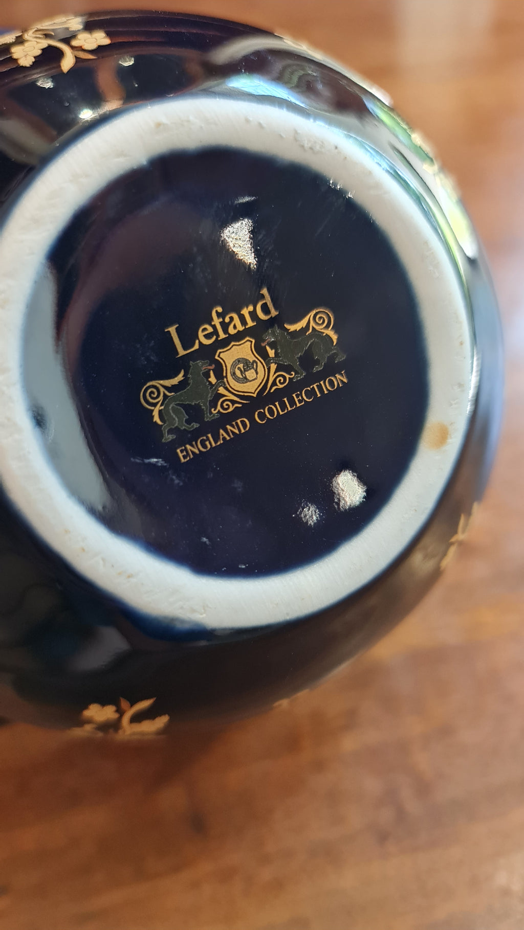 Vintage Lefard blue cobalt Porcelain basket