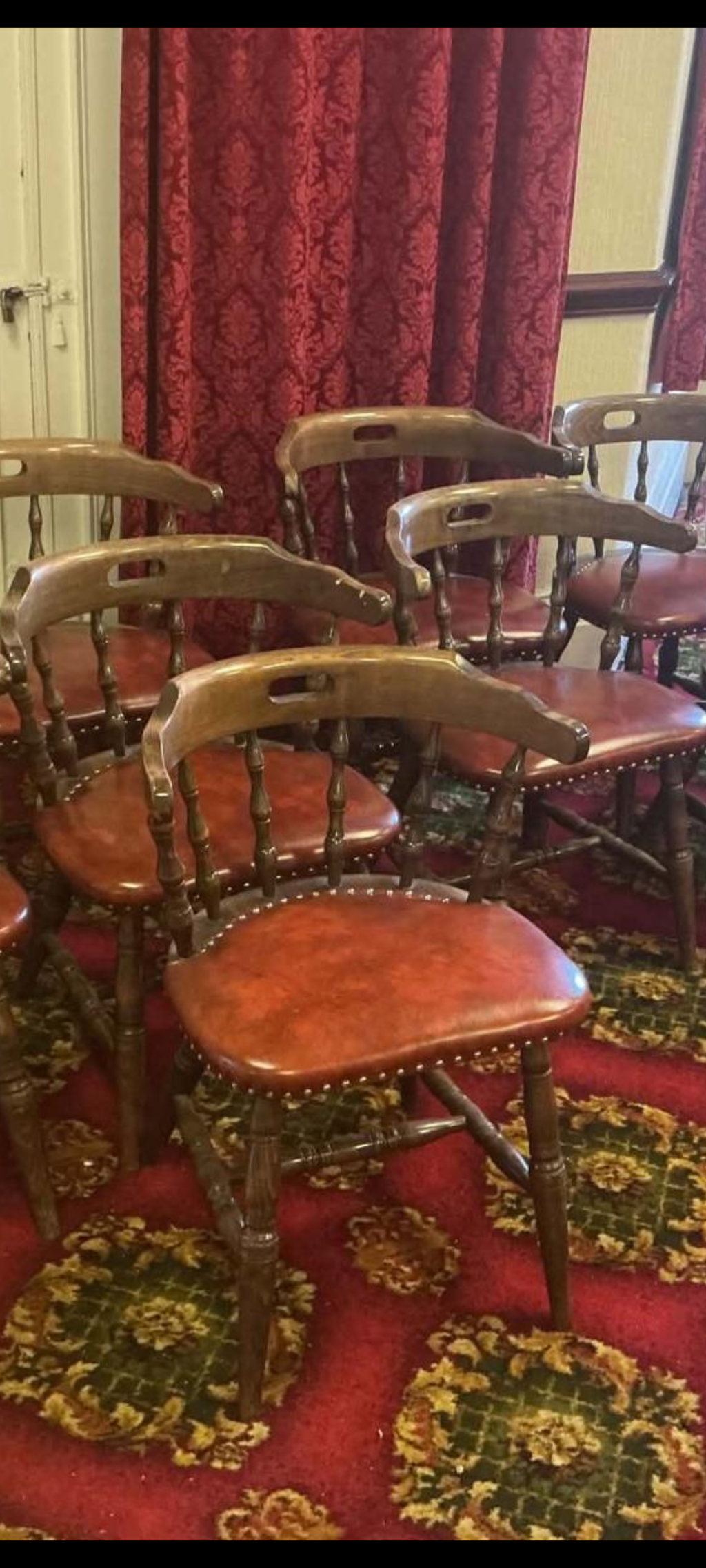6 x Vintage Oak Captain chairs