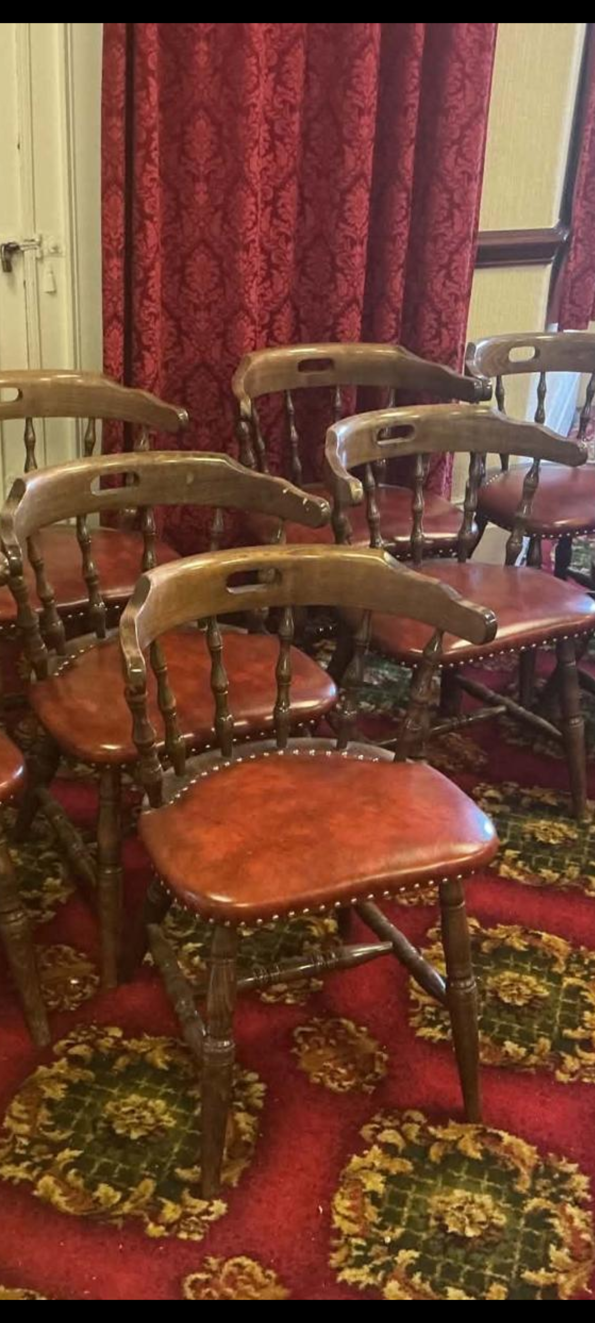 6 x Vintage Oak Captain chairs