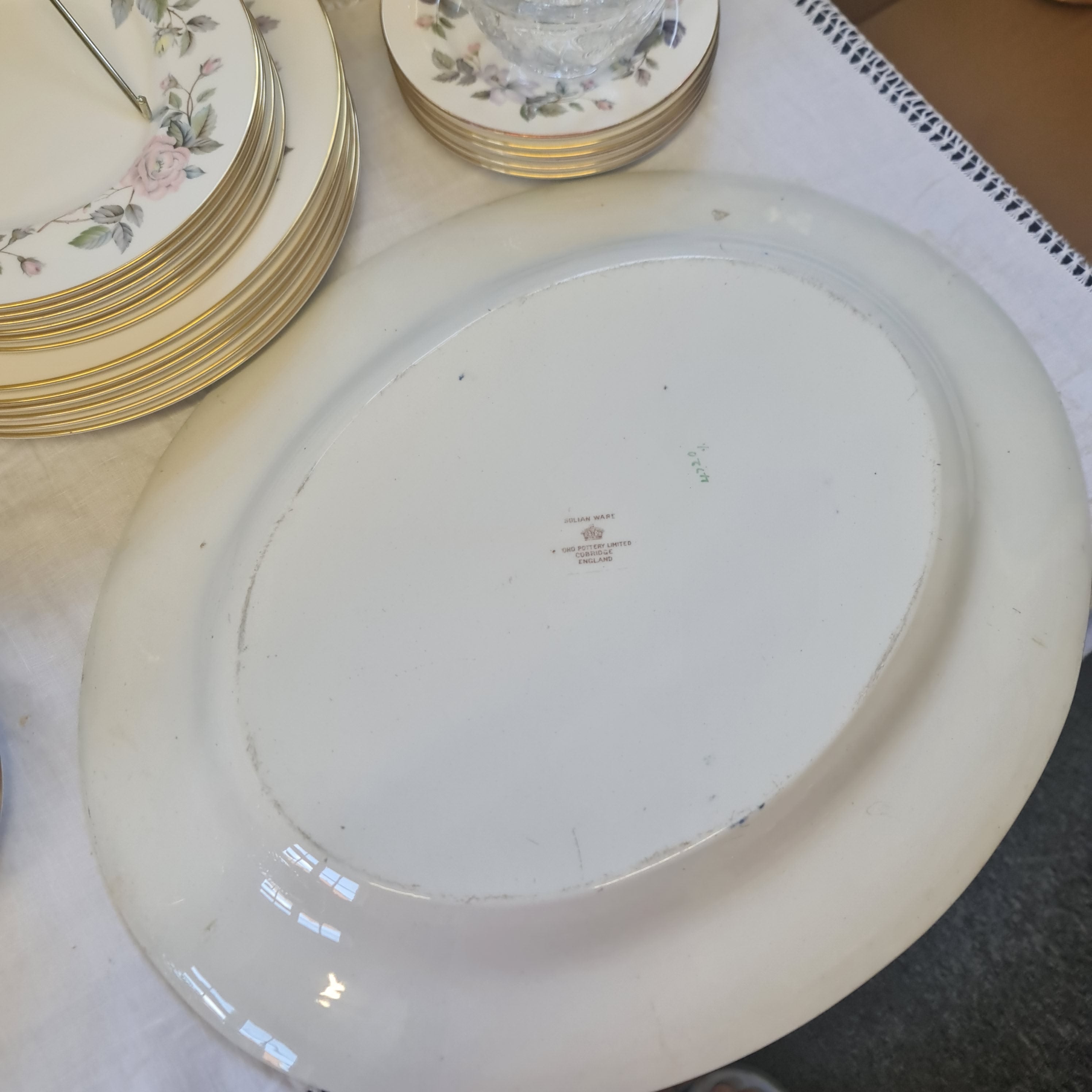 Solian Ware Soho Pottery Cobridge England Big Platter; Cloisonné Plate- Indian Tree