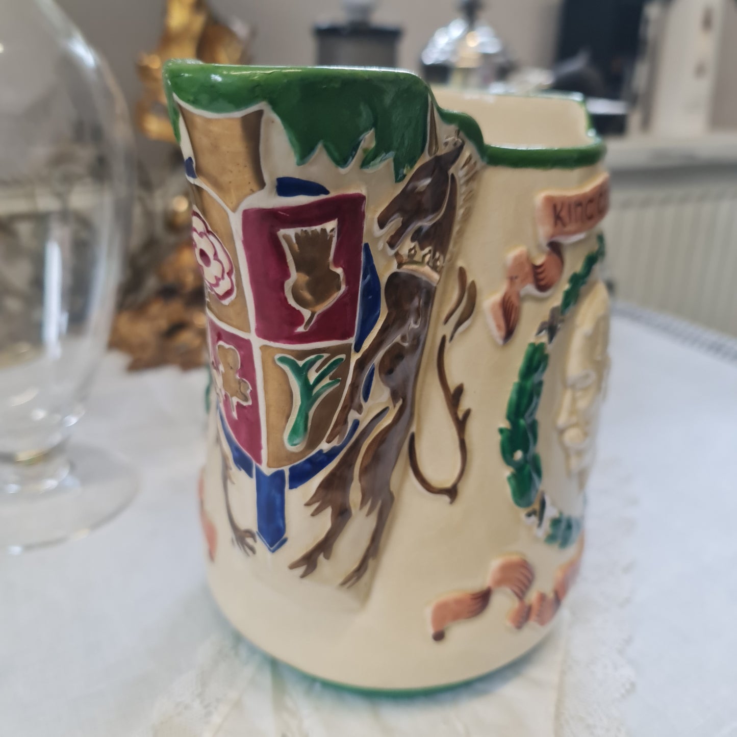 Rare Commemorative jug celebrating the Silver Jubilee of King George V and Queen Mary in 1935