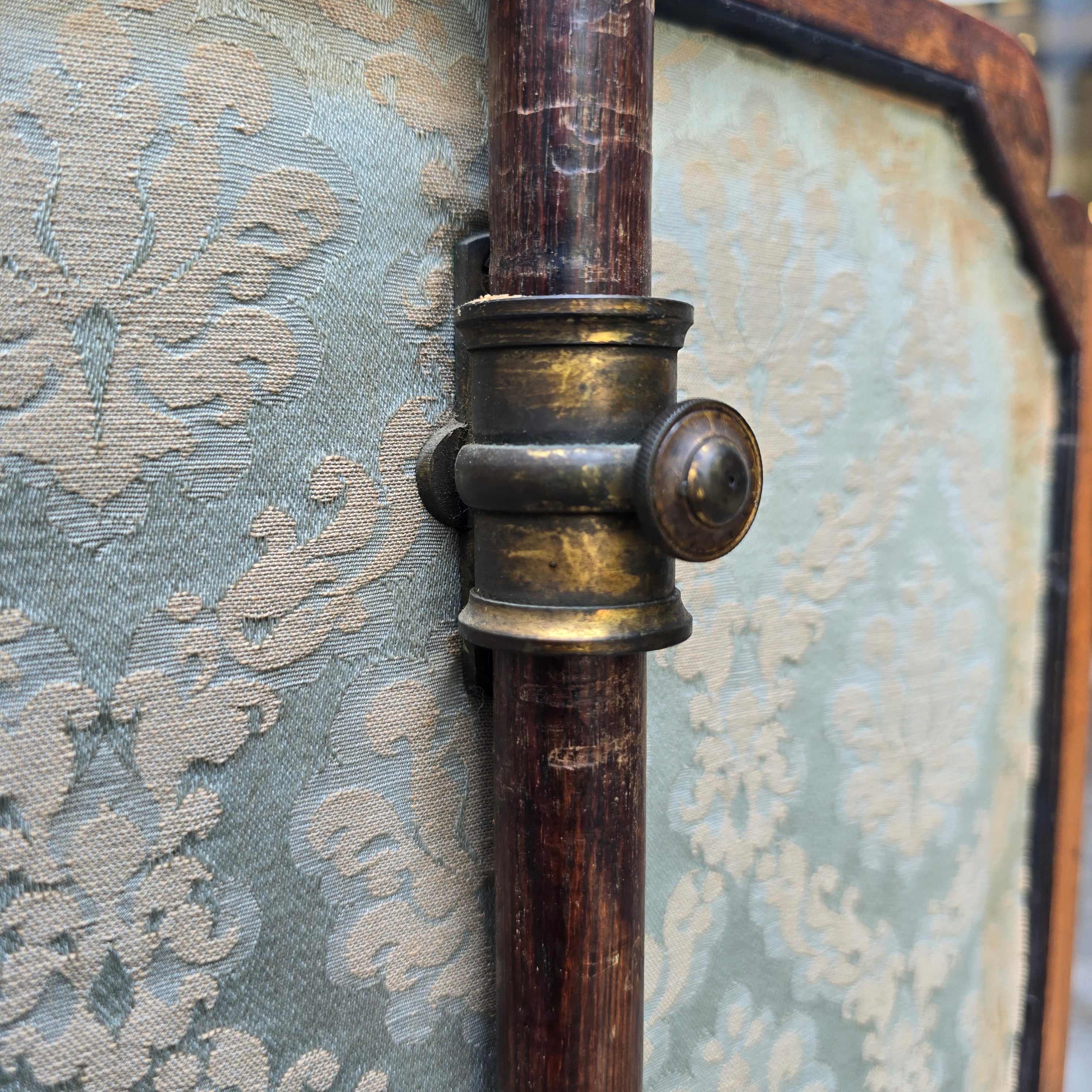 Antique Victorian Handcarved Rosewood Firescreen with Handmade Tapestry