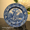Antique Blue and White Transferware Plate - Pastoral Landscape with Floral Border