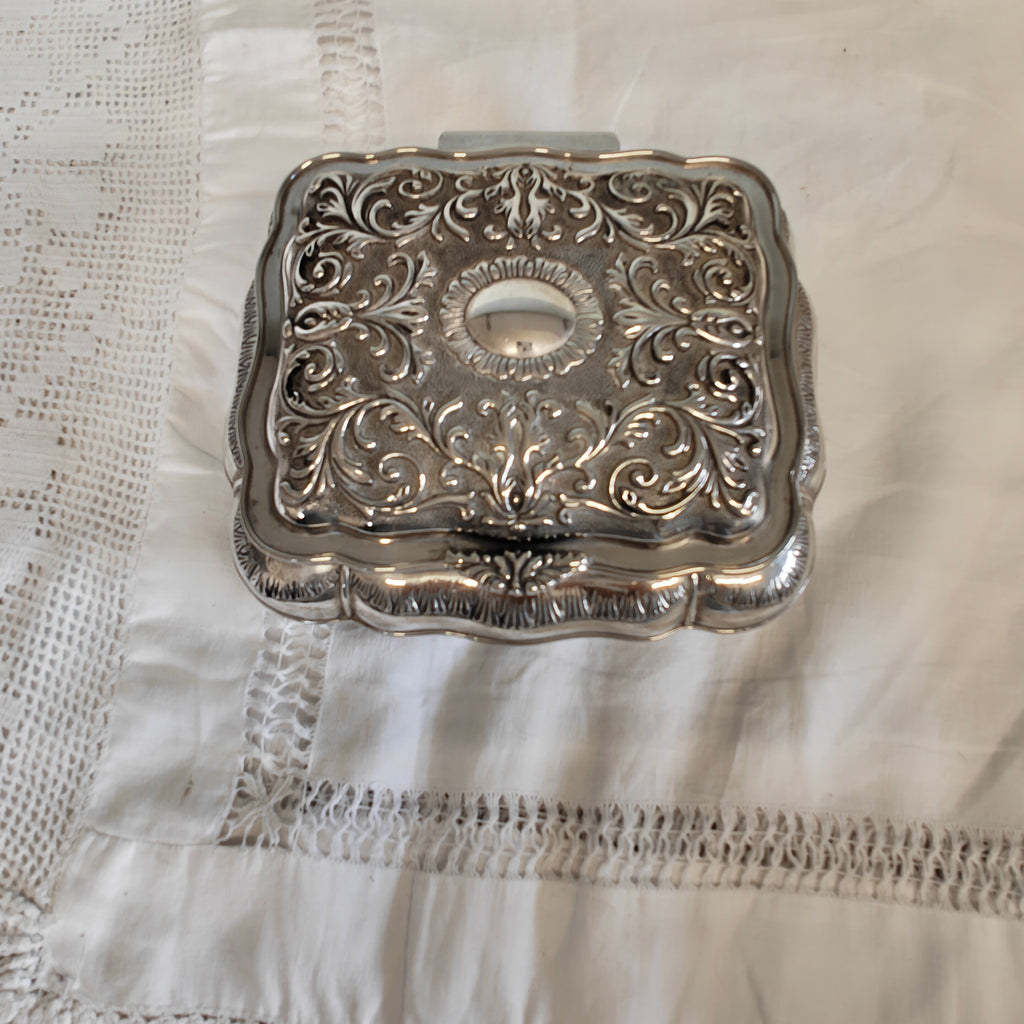 Vintage silver plated jewellery box