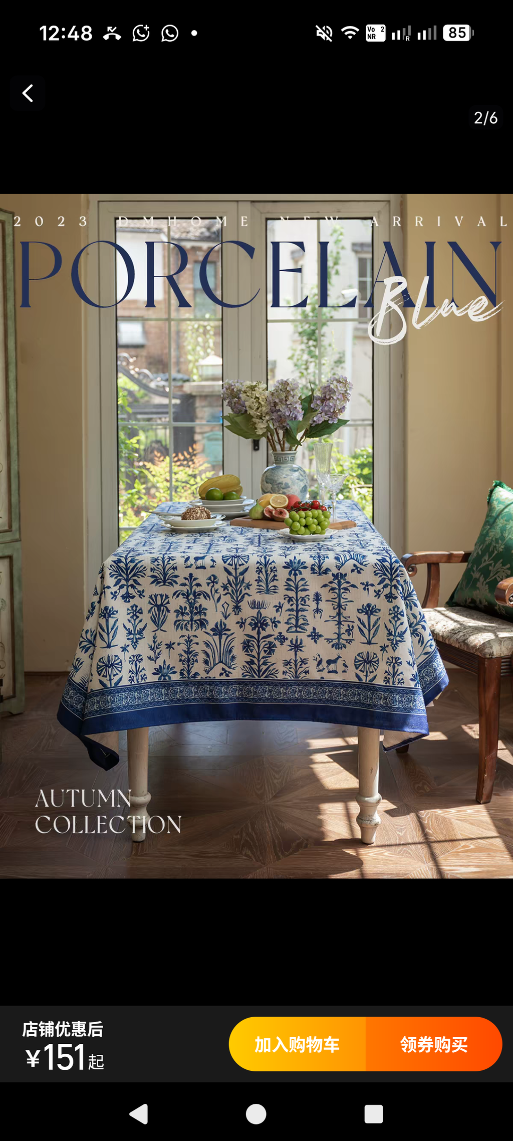 Linen blue and white water proof table cloth