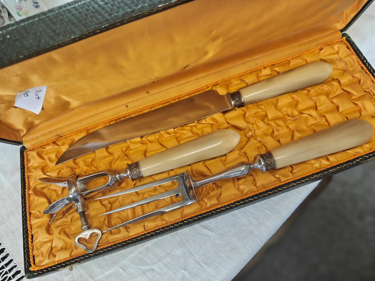 High Quality 19th century stainless steel horn handle FRENCH craving set