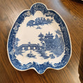 Antique Blue and White Transferware Leaf-Shaped Serving Platter