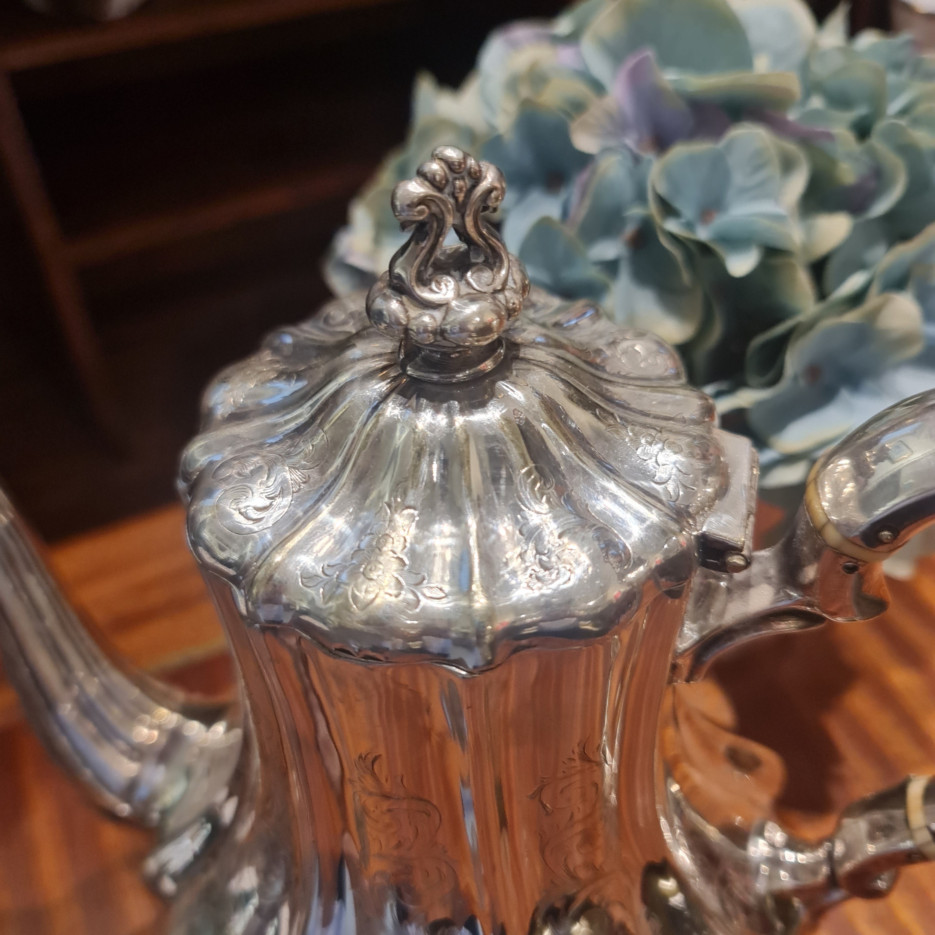 Victorian period hand soldered tall teapot silver plated