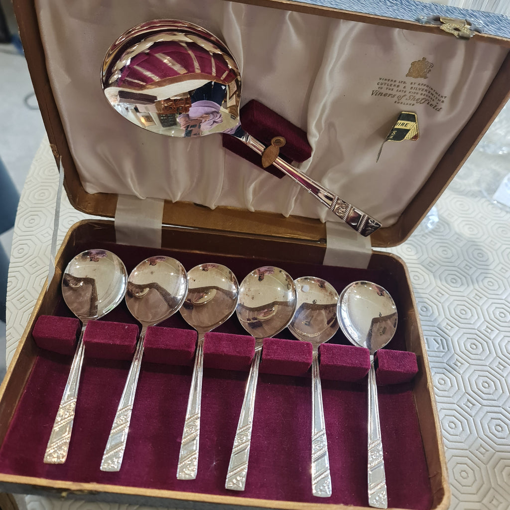 Vintage Vintage silver plated  desert spoon with big serving spoon