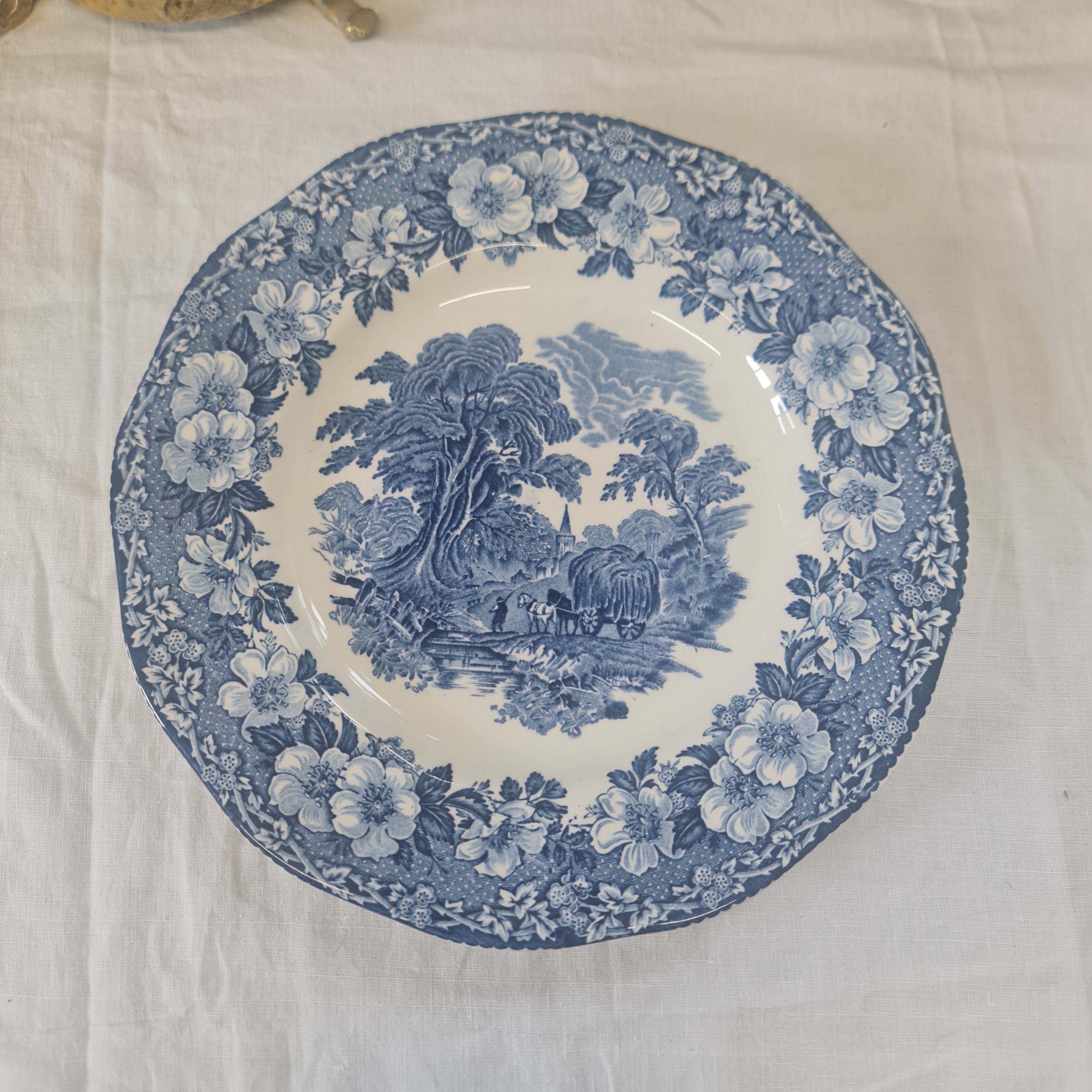 Vintage Enoch Wedgwood blue and white dinner plate