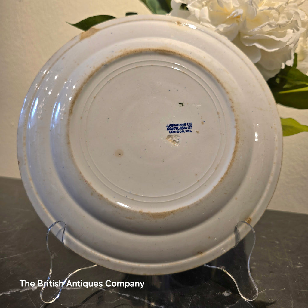 Antique Blue and White "Willow Pattern" Plate by J. Abrahams Ltd., London