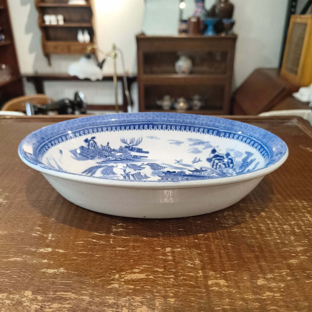 Antique Cauldon England Blue Willow Oval Serving Platter | Semi China Transferware