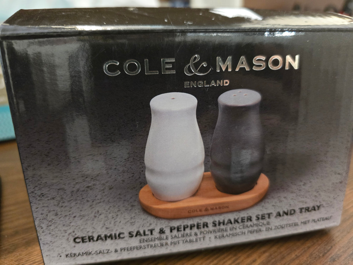 Cole & Mason Ceramic Salt and Pepper Shaker Set with Tray