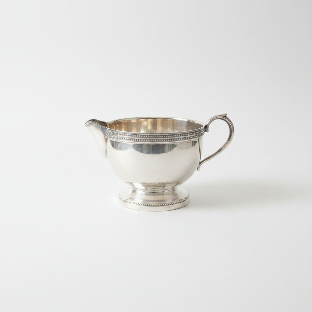 Vintage Cavalier England Silver Plated Milk Jug – Beaded Pedestal Creamer