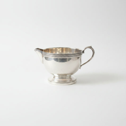 [New Arrival] Vintage Cavalier England Silver Plated Milk Jug – Beaded Pedestal Creamer