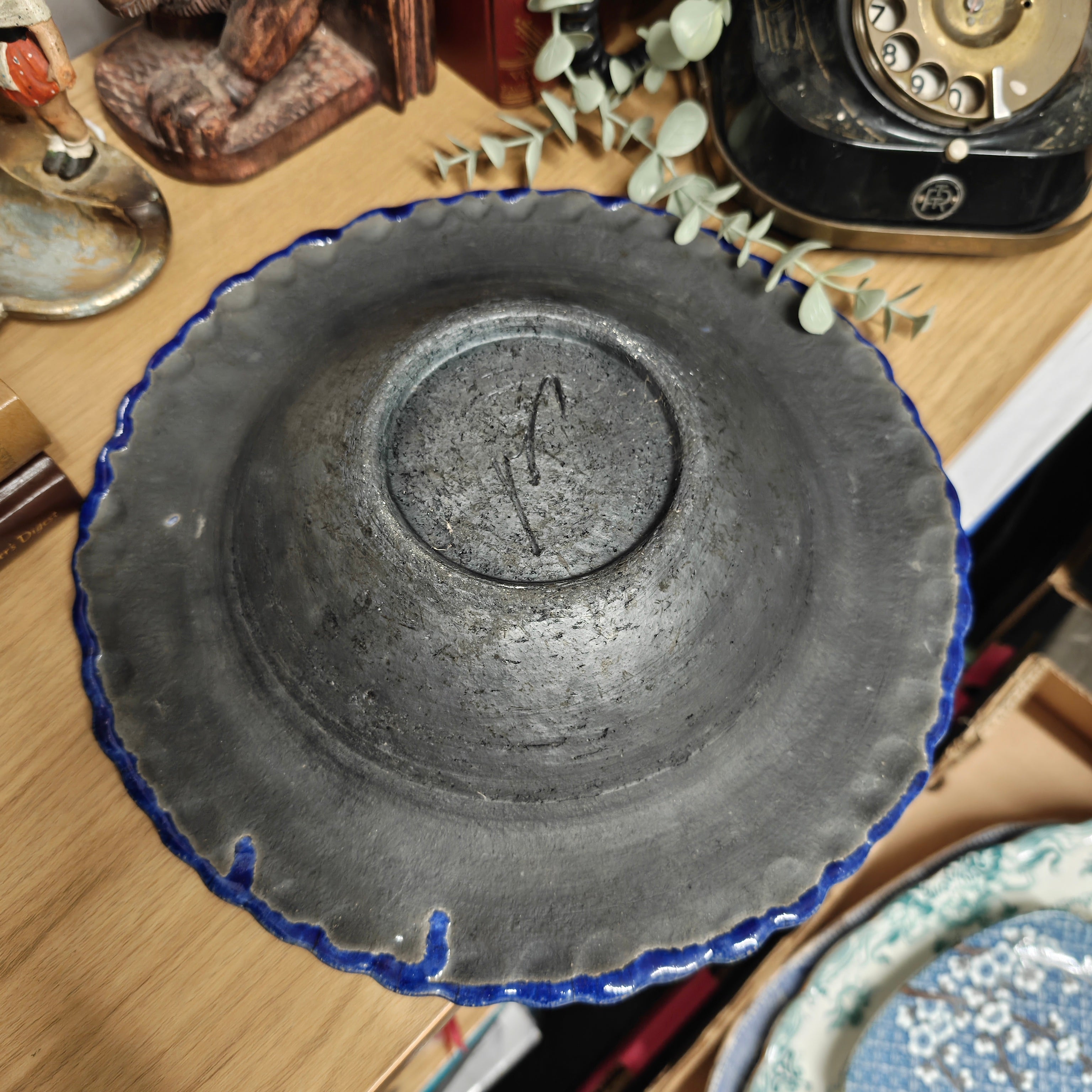 Amazing big studio pottery fruit bowl - signed