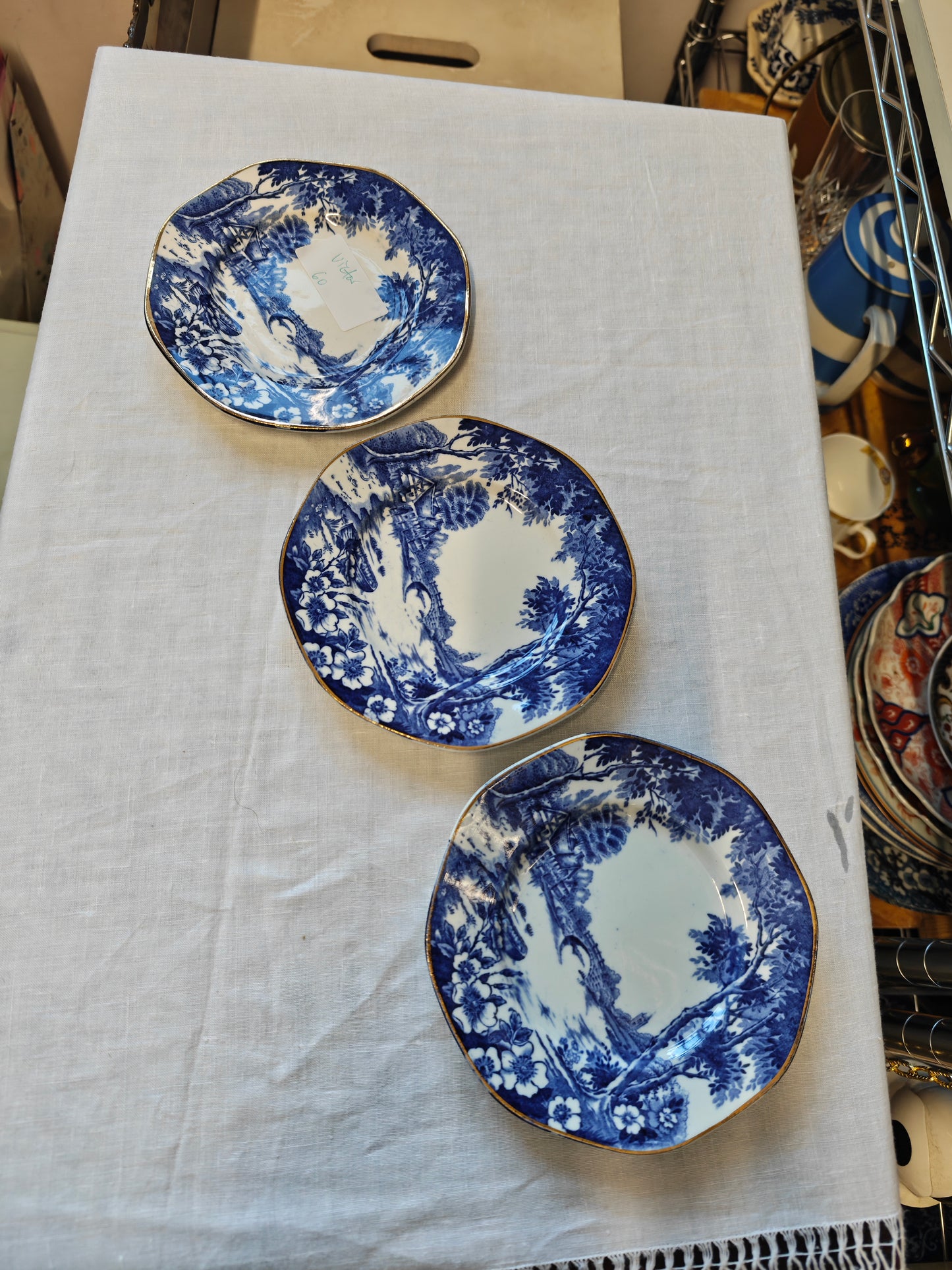 Antique Staffordshire cake plate - set of 3