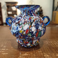 Murano Glass Millefiori Twin-Handled Vase — Vintage Italian Art Glass, c.1960s–70s