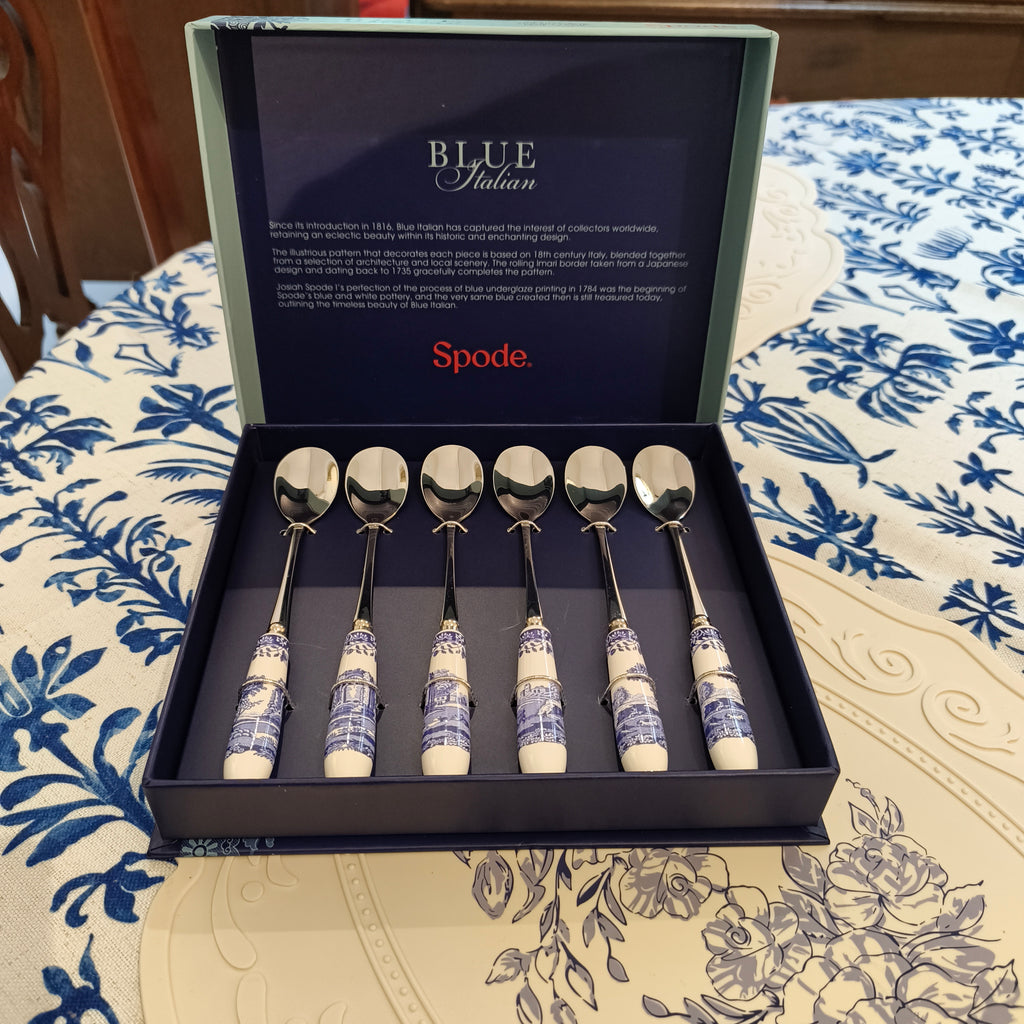 Spode Blue Italian Set of 6 Teaspoons