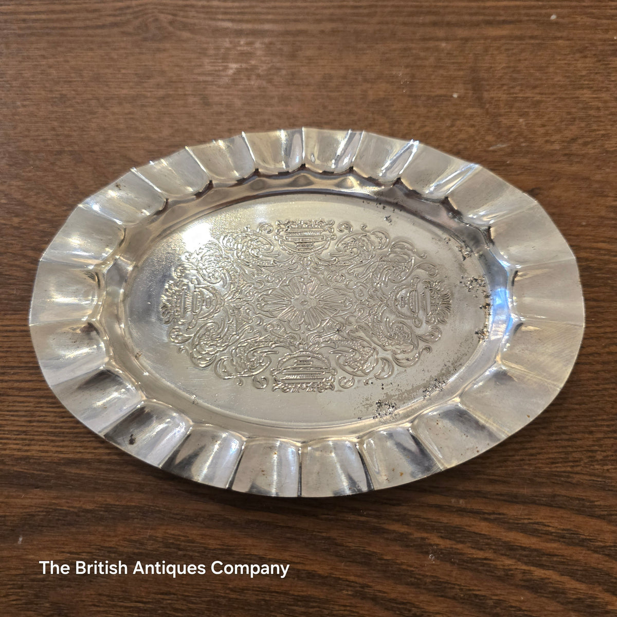 Vintage Metal Oval Trinket dish with embossed design