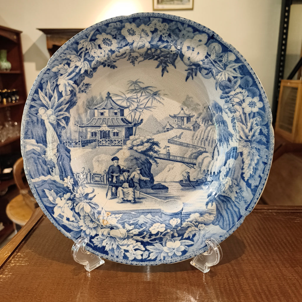Antique Davenport Rimmed Pasta Bowl – 'Highbridge' Chinoiserie Pattern, c. 1793