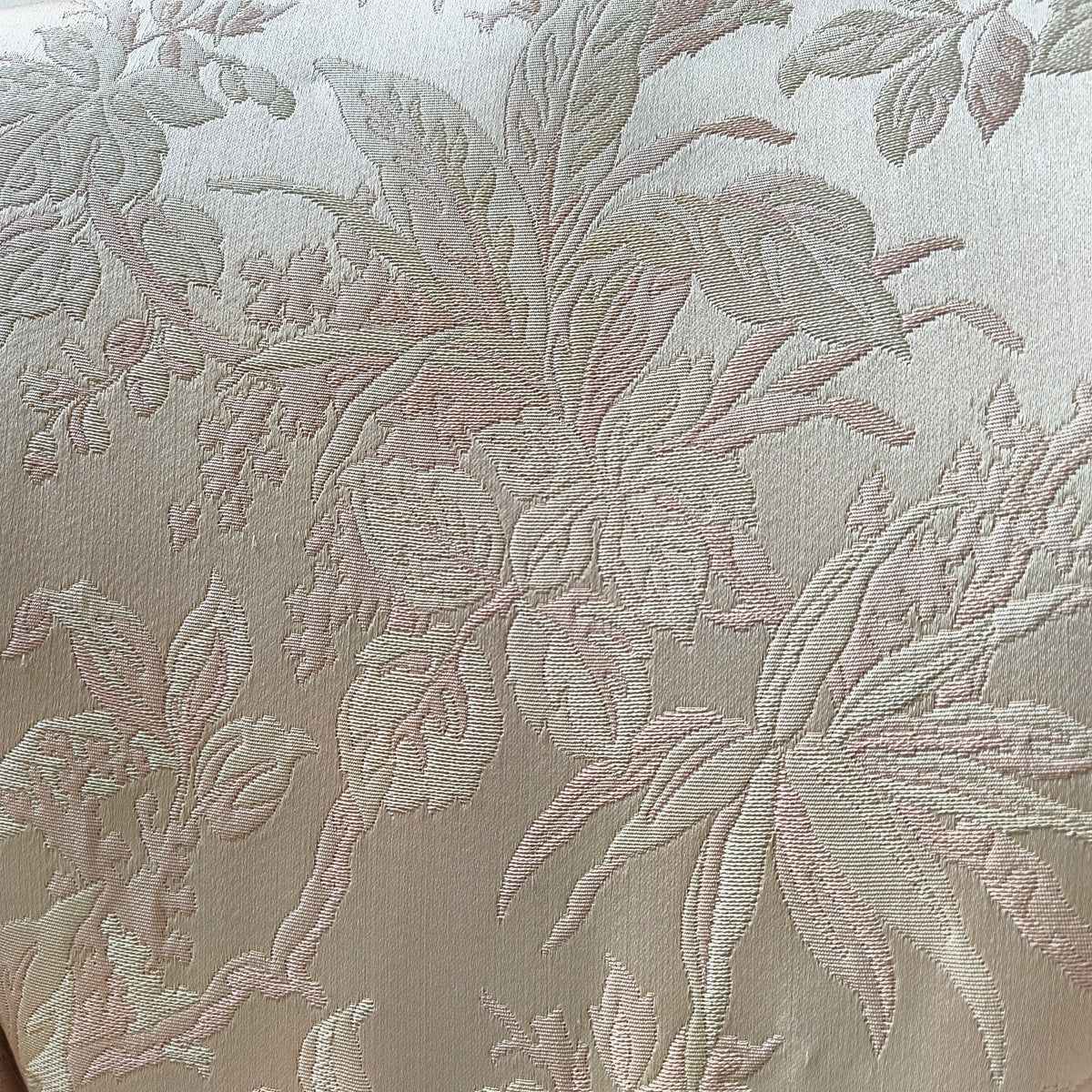 Traditional Antique Cream Damask Wingback Fireside Armchair