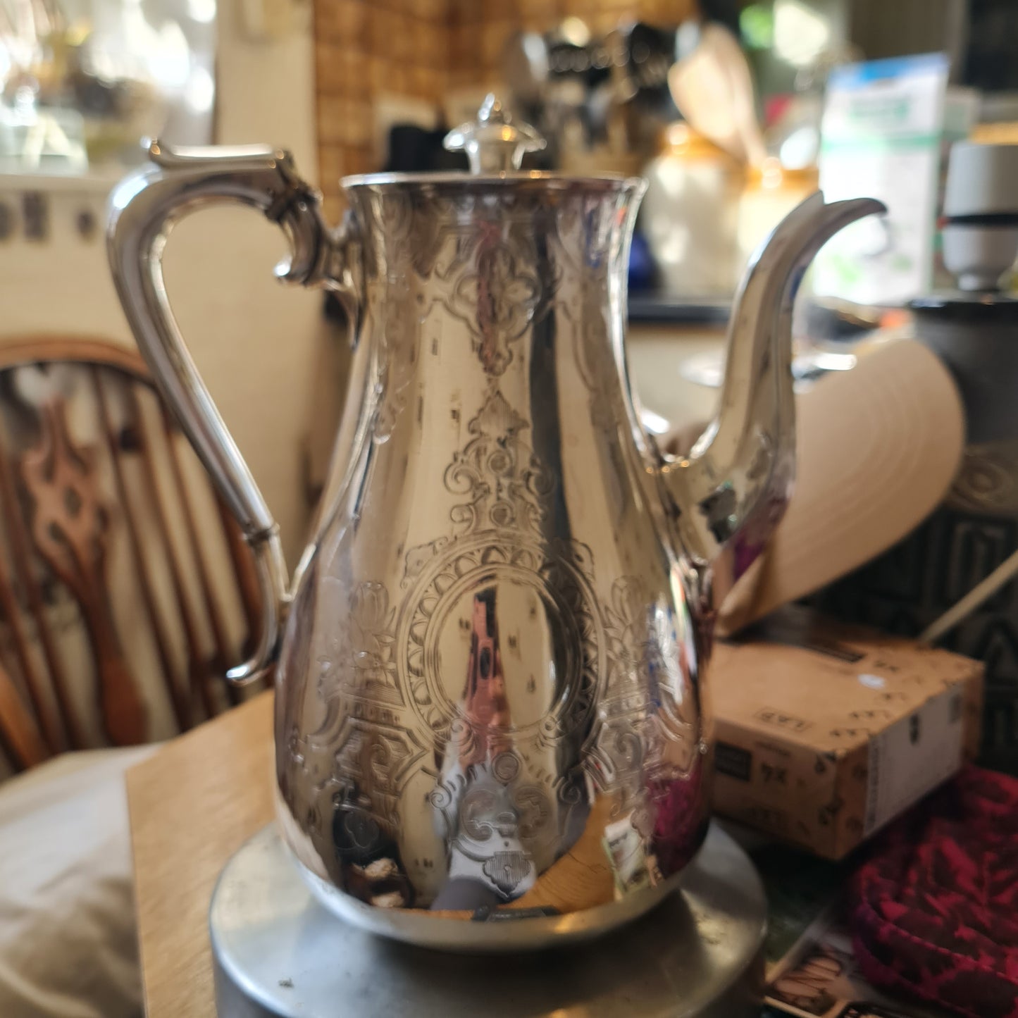 1907 Horace Woodward & Co Sterling Silver tall Coffee pot -855gm