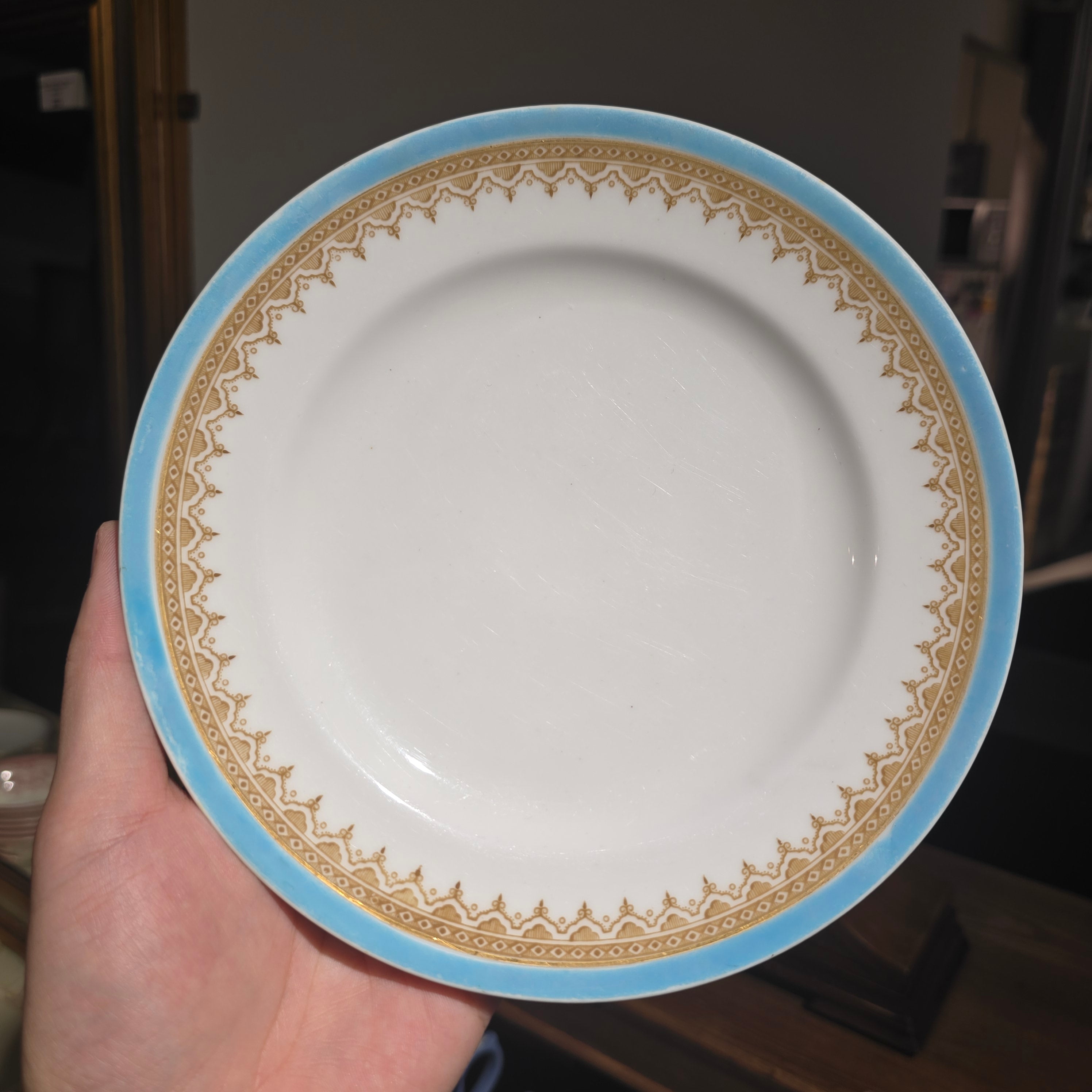 Vintage Royal Worcester Blue Trimmed Breakfast Plate (Set of 11)
