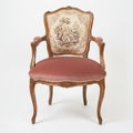 Vintage French Provincial Louis XV Style Tapestry Fauteuil Armchair