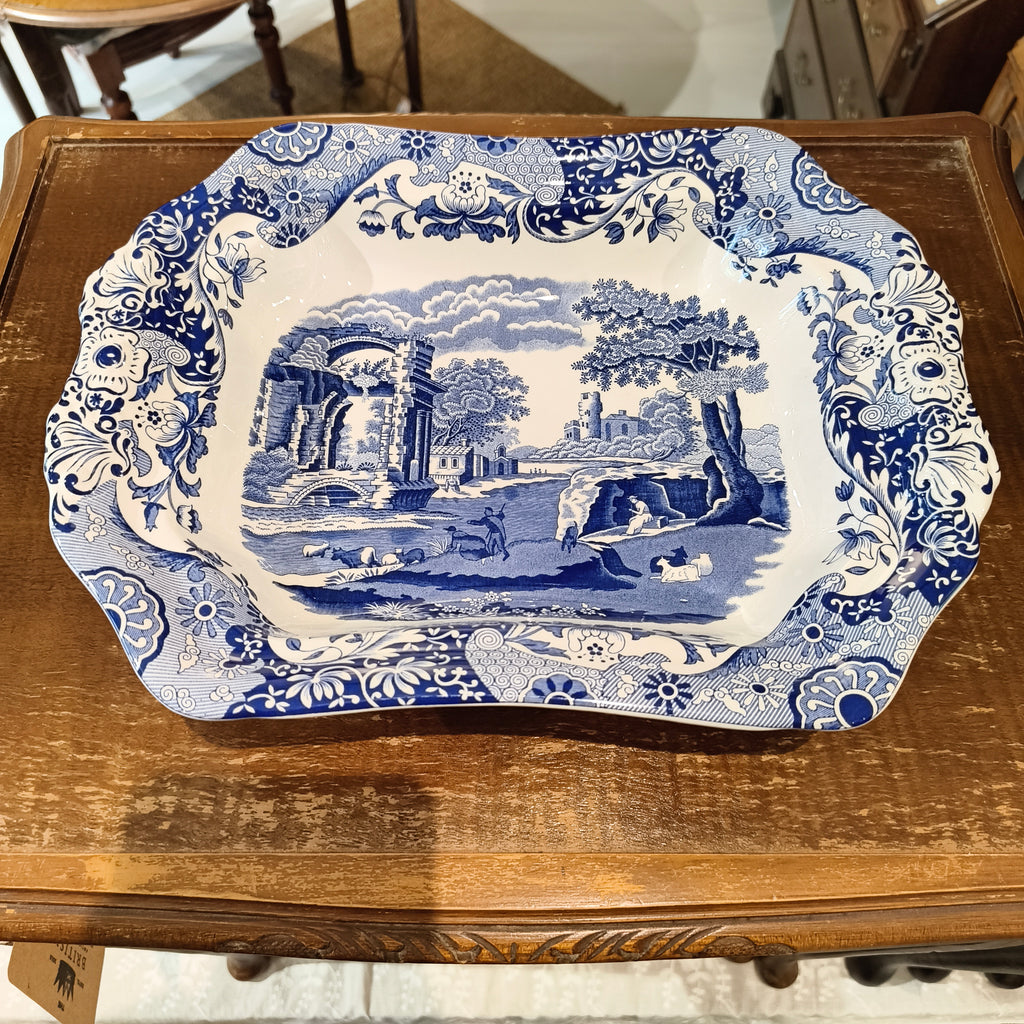 Spode Blue Italian Footed Fruit Serving Dish