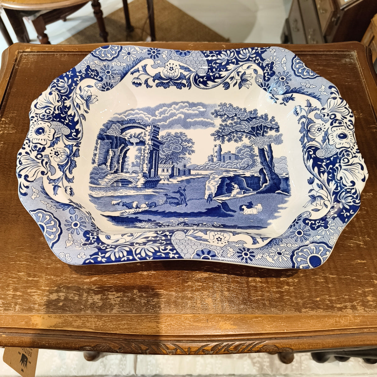Spode Blue Italian Footed Fruit Serving Dish