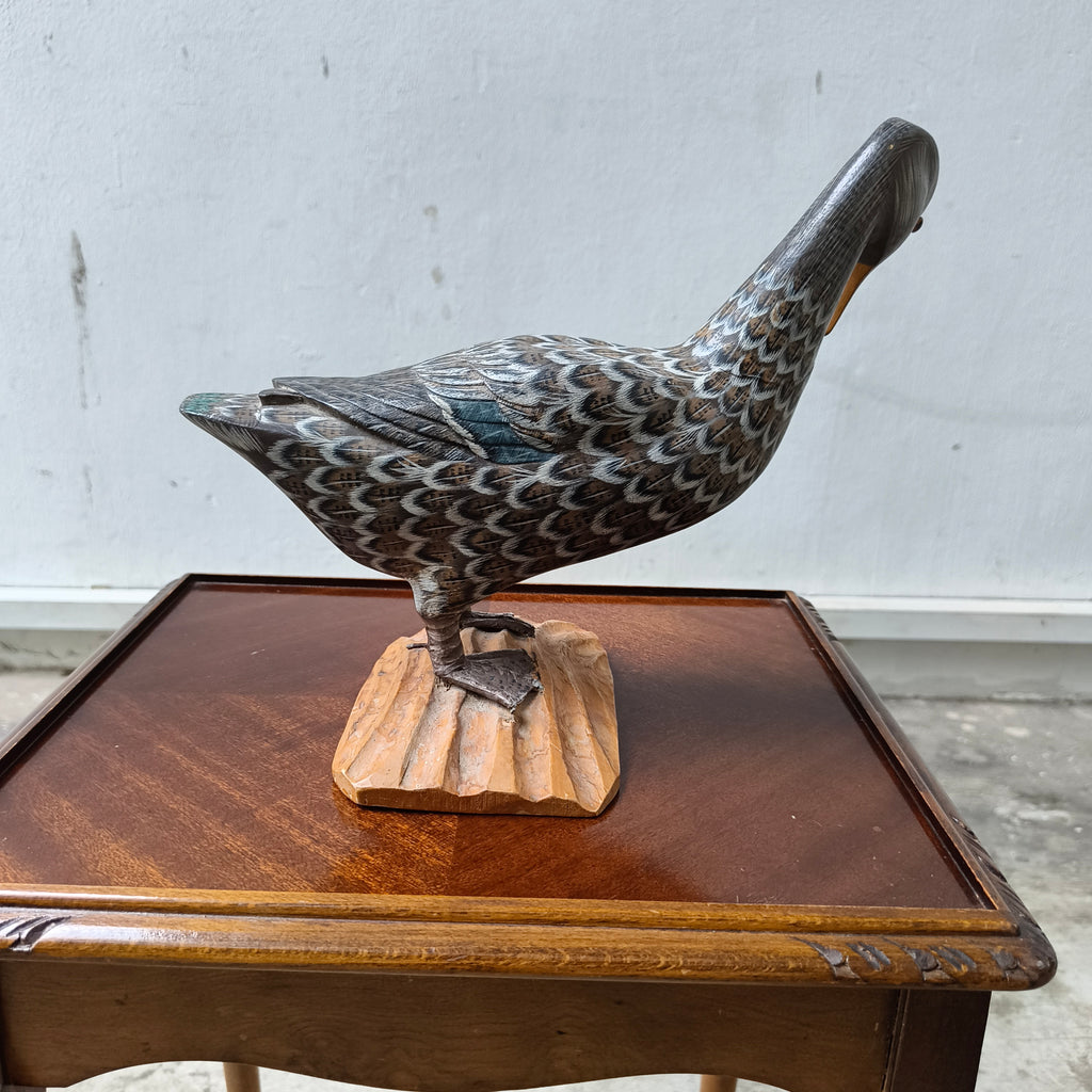Vintage Hand Carved and Painted Wooden Pheasant Sculpture