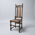 Antique Ewardian Barley Twist High Back Dining Chair | Oak on Turned Supports