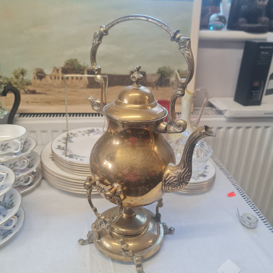 Exquisite antique brass teapot on a stand - 1890-1930