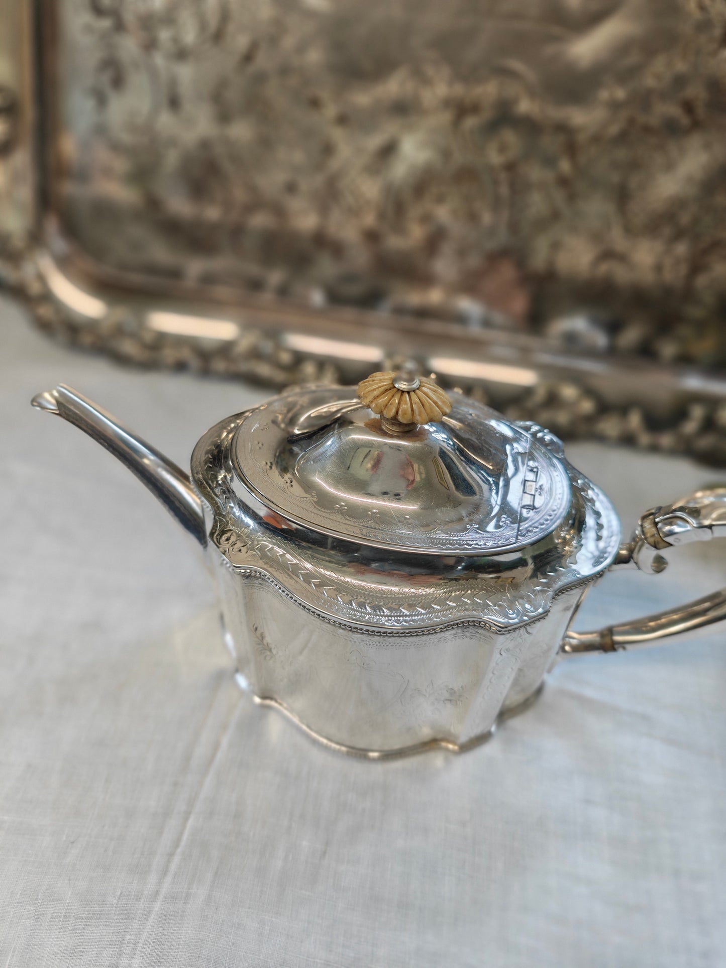 Exquisite Sterling Silver 1867 tea pot Martin Hall & Co London