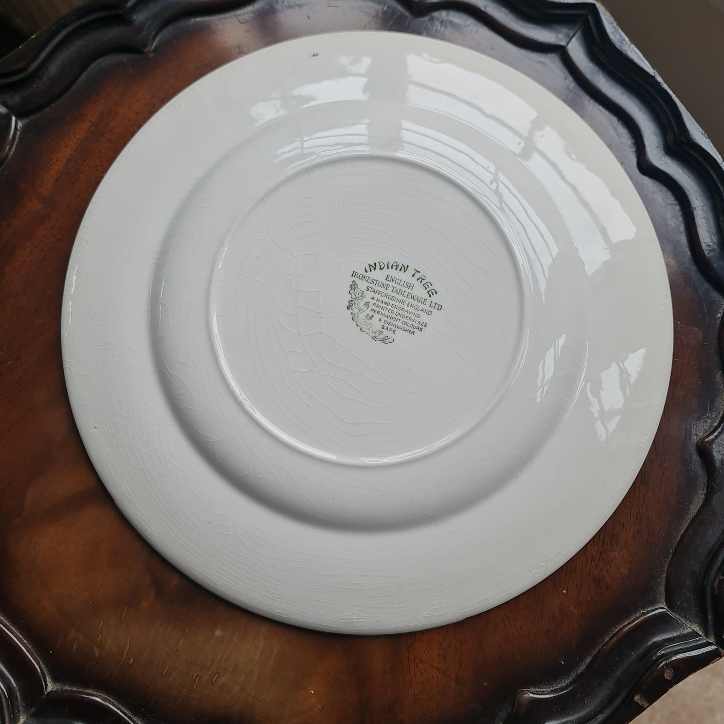 Rare beautiful English Ironstone tableware Indian Tree plate - crazing on plate