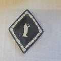Vintage Wedgwood Black Jasperware Diamond Shape Trinket Dish 5.5 in.