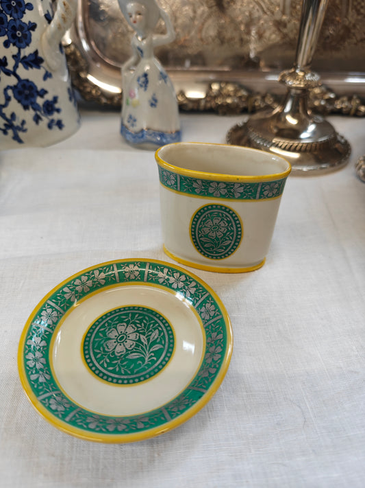 A pair of vintage Eschenbach Bavaria Germany trinket dish and canister