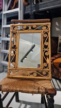 Mid-Century Modern Bamboo & Rattan Bound Rectangular Mirror