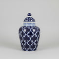 Vintage Blue & White Ceramic Ginger Jar with Domed Lid