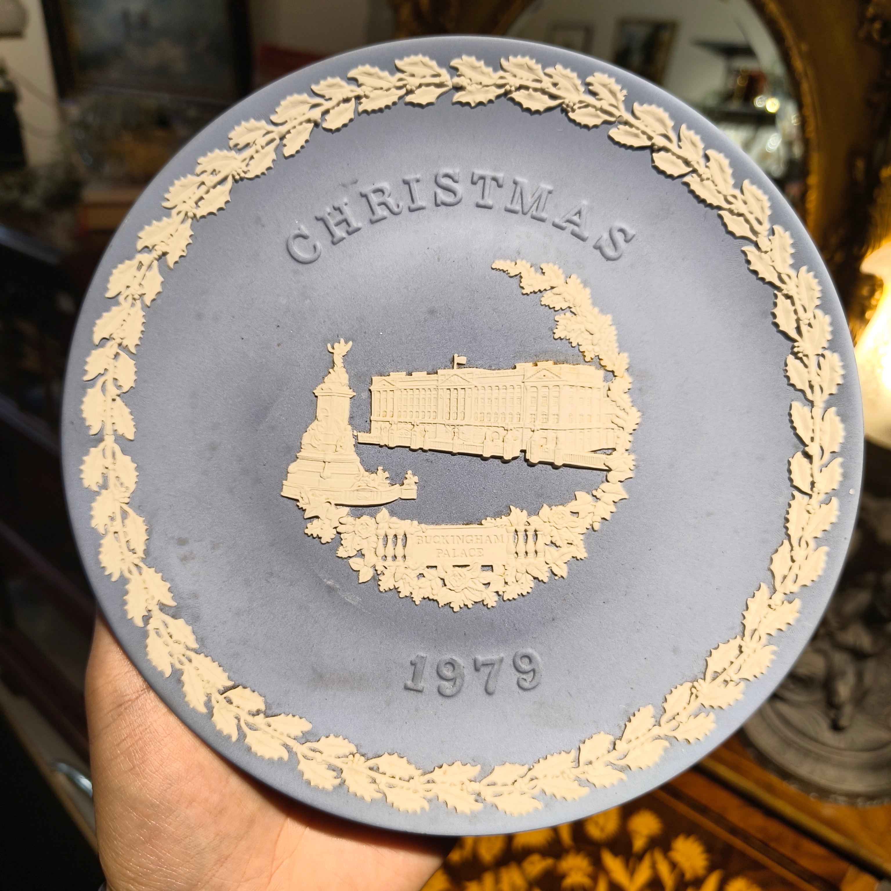 Wedgwood Jasperware Pale Blue Decorative Plate - Christmas Memorial Plate - 1970s to 1980s - Collector Decorative Plates - Made in UK