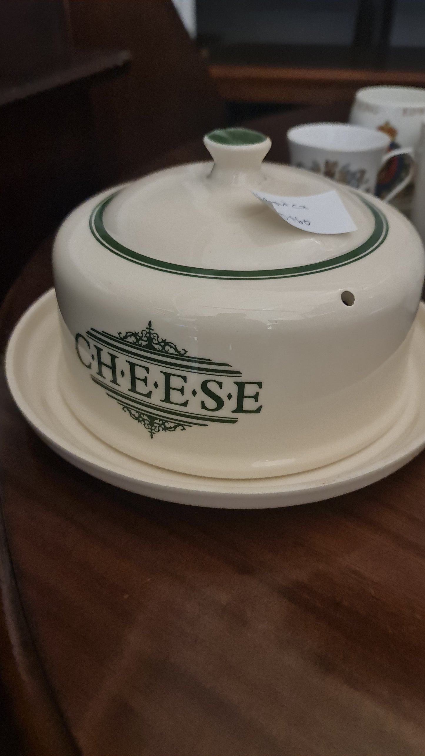 Victorian pottery cheese plate with cover